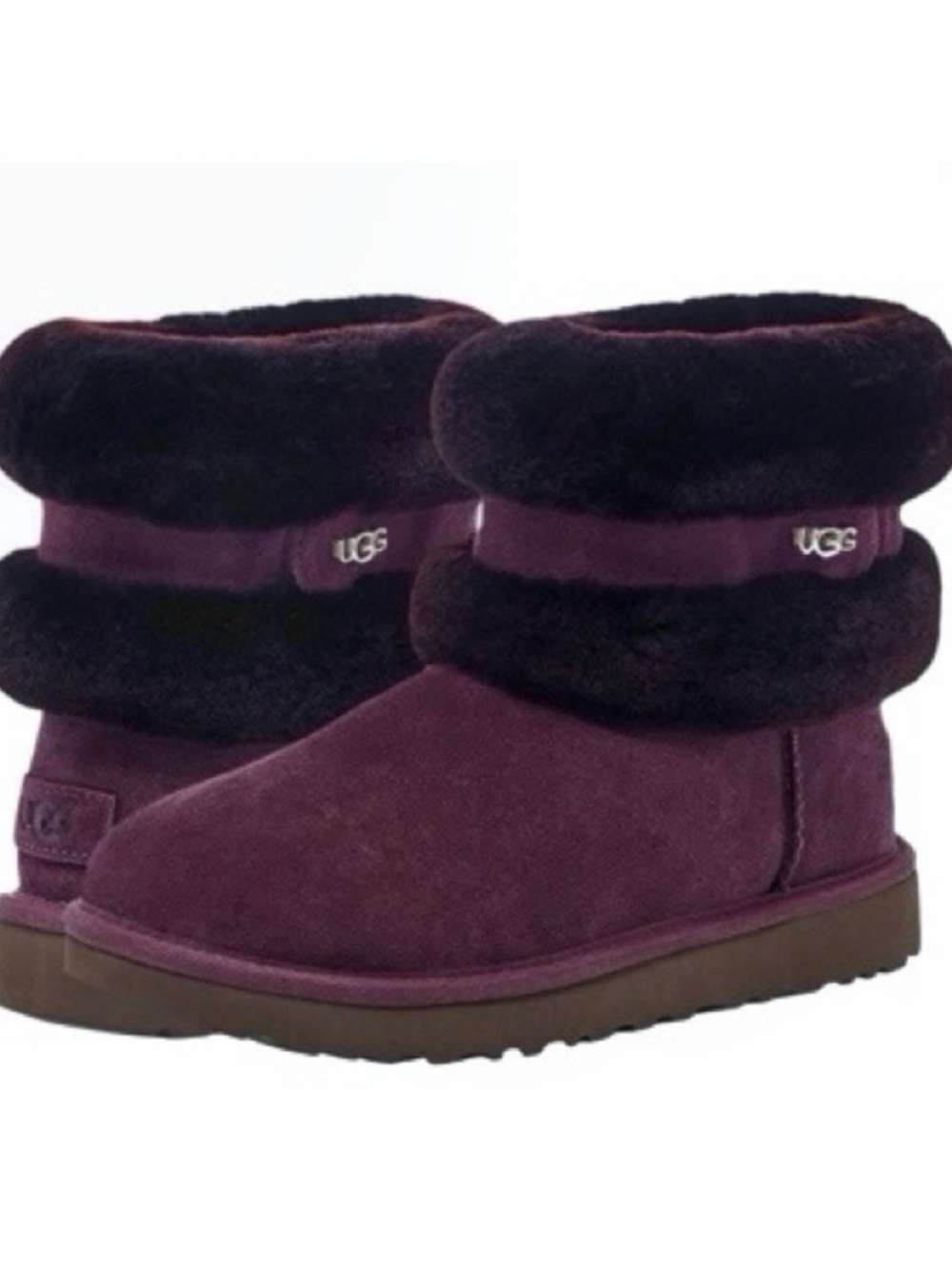 UGG Plum Suede Shearling Cuff Boot